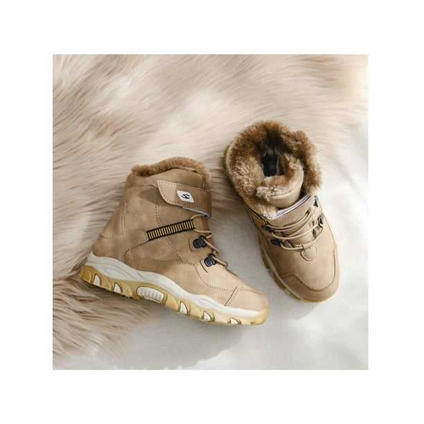 Kids Toddler Boys Winter Retro Fur Lined Snow Ankle Boots Warm Formal Shoes